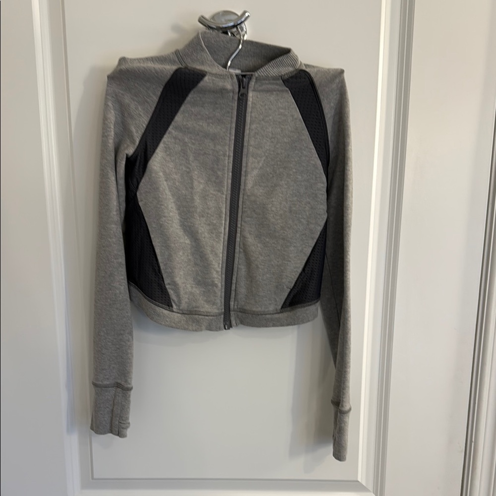 Ivivva Gray and Black Sweatshirt with High Collar and Color-Blocking